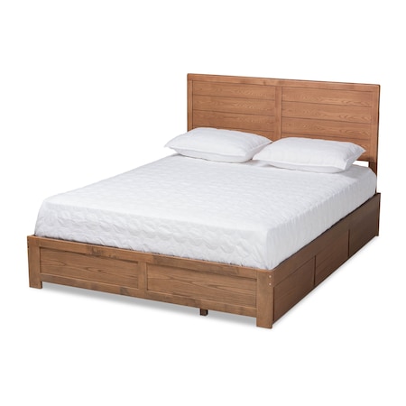 Baxton Studio Lisa Modern Ash Walnut Brown Finished Wood Full Size 3-Drawer Storage Bed 175-9425-9620-Zoro
